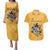 Custom Rugby Southern Hemisphere Couples Matching Puletasi and Hawaiian Shirt Argentina AUNZ South Africa Mascot Gold - Polynesian Pride