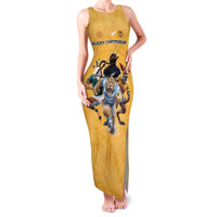 Custom Rugby Southern Hemisphere Family Matching Tank Maxi Dress and Hawaiian Shirt Argentina AUNZ South Africa Mascot Gold - Polynesian Pride