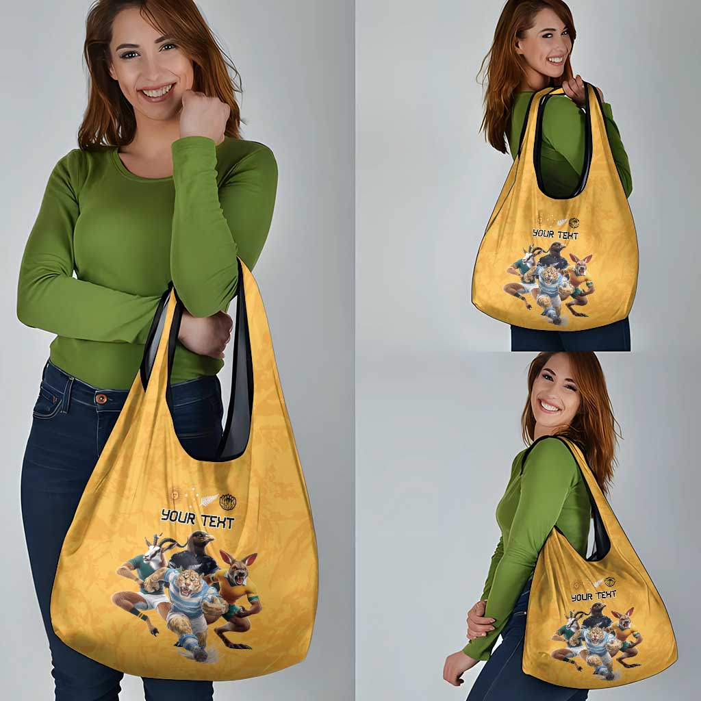 Custom Rugby Southern Hemisphere Grocery Bag Argentina AUNZ South Africa Mascot Gold LT9 - Polynesian Pride