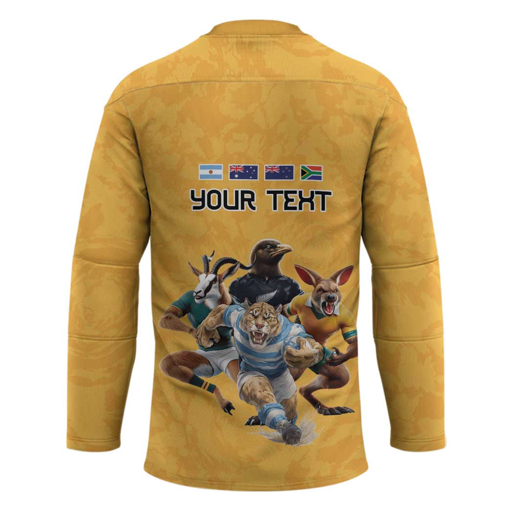 Custom Rugby Southern Hemisphere Hockey Jersey Argentina AUNZ South Africa Mascot Gold - Polynesian Pride