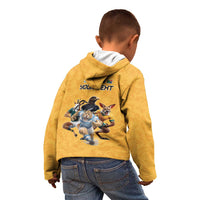 Custom Rugby Southern Hemisphere Kid Hoodie Argentina AUNZ South Africa Mascot Gold - Polynesian Pride