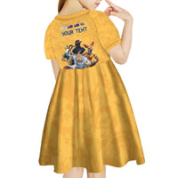 Custom Rugby Southern Hemisphere Kid Short Sleeve Dress Argentina AUNZ South Africa Mascot Gold - Polynesian Pride