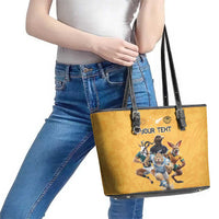 Custom Rugby Southern Hemisphere Leather Tote Bag Argentina AUNZ South Africa Mascot Gold - Polynesian Pride