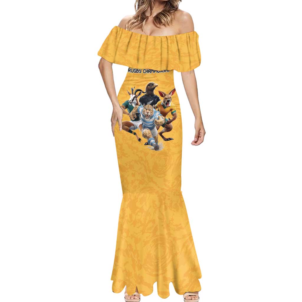 Custom Rugby Southern Hemisphere Mermaid Dress Argentina AUNZ South Africa Mascot Gold - Polynesian Pride