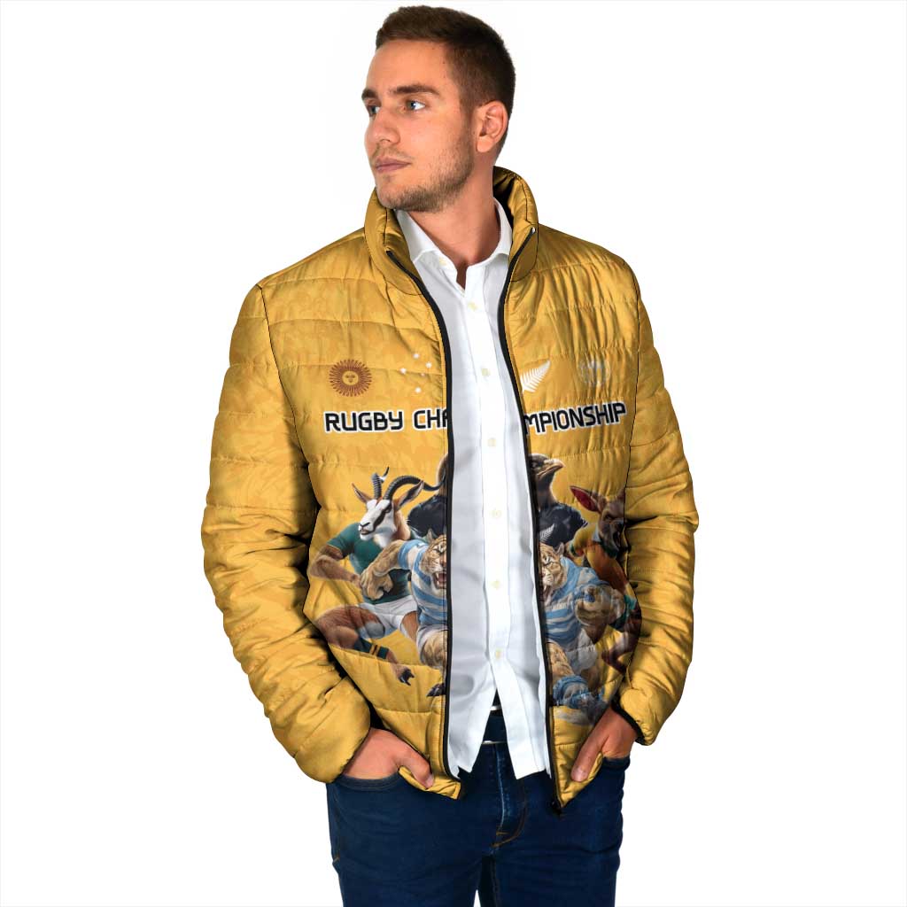 Custom Rugby Southern Hemisphere Padded Jacket Argentina AUNZ South Africa Mascot Gold - Polynesian Pride