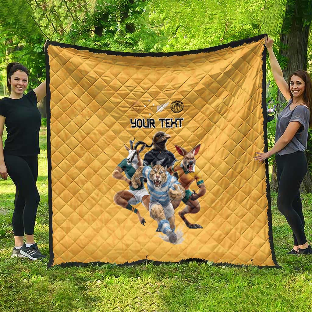 Custom Rugby Southern Hemisphere Quilt Argentina AUNZ South Africa Mascot Gold LT9 - Polynesian Pride