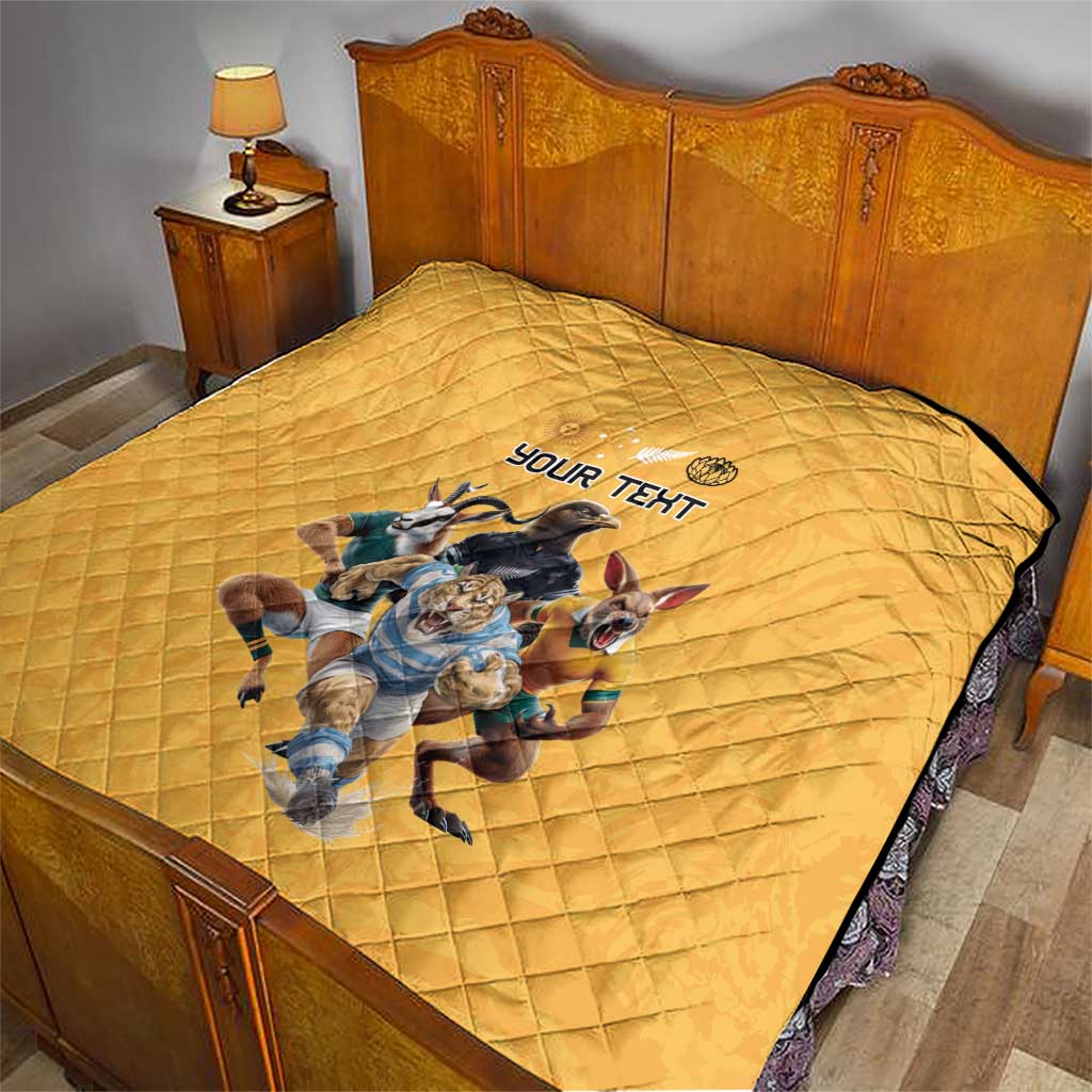 Custom Rugby Southern Hemisphere Quilt Argentina AUNZ South Africa Mascot Gold LT9 - Polynesian Pride