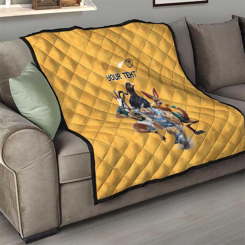 Custom Rugby Southern Hemisphere Quilt Argentina AUNZ South Africa Mascot Gold LT9 - Polynesian Pride
