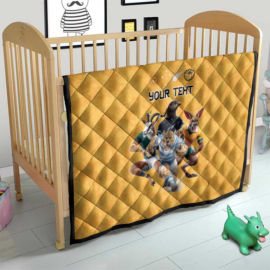 Custom Rugby Southern Hemisphere Quilt Argentina AUNZ South Africa Mascot Gold LT9 - Polynesian Pride
