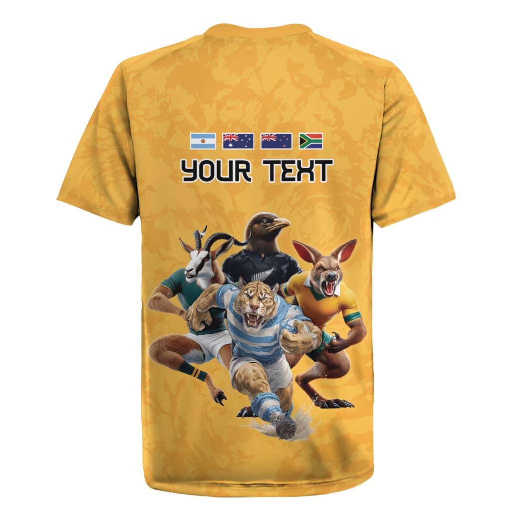 Custom Rugby Southern Hemisphere Rugby Jersey Argentina AUNZ South Africa Mascot Gold - Polynesian Pride