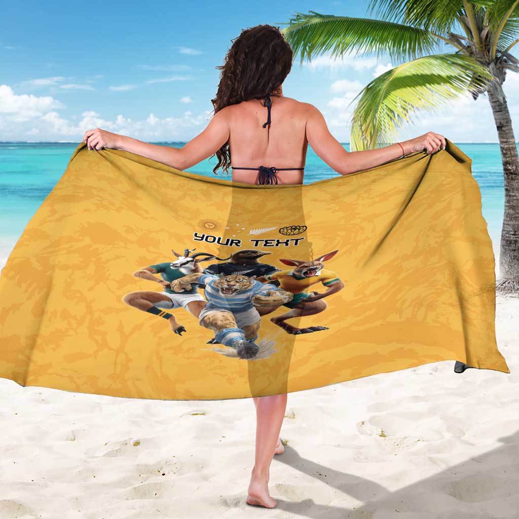 Custom Rugby Southern Hemisphere Sarong Argentina AUNZ South Africa Mascot Gold LT9 - Polynesian Pride