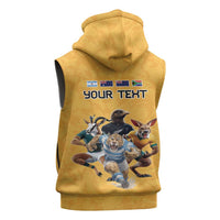 Custom Rugby Southern Hemisphere Sleeveless Hoodie Argentina AUNZ South Africa Mascot Gold - Polynesian Pride