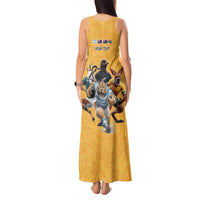 Custom Rugby Southern Hemisphere Tank Maxi Dress Argentina AUNZ South Africa Mascot Gold LT9 - Polynesian Pride
