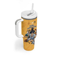 Custom Rugby Southern Hemisphere Tumbler With Handle Argentina AUNZ South Africa Mascot Gold LT9 - Polynesian Pride