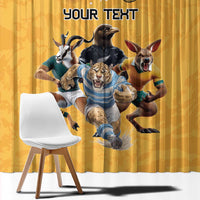 Custom Rugby Southern Hemisphere Window Curtain Argentina AUNZ South Africa Mascot Gold LT9 - Polynesian Pride