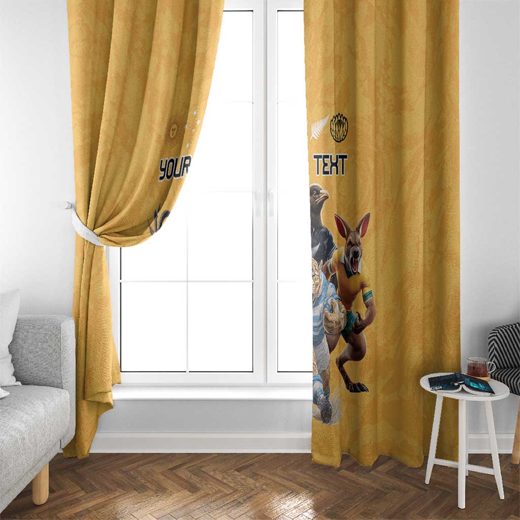 Custom Rugby Southern Hemisphere Window Curtain Argentina AUNZ South Africa Mascot Gold LT9 - Polynesian Pride