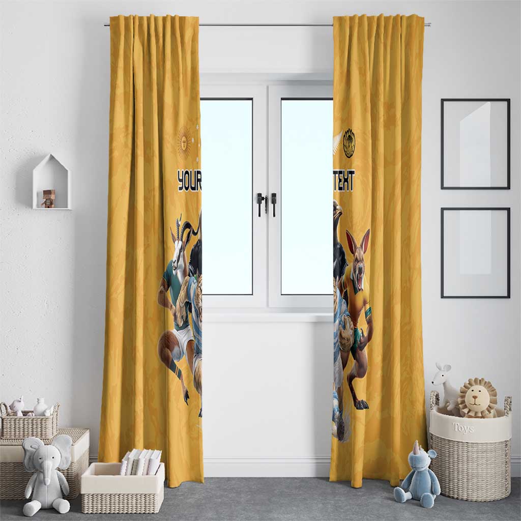 Custom Rugby Southern Hemisphere Window Curtain Argentina AUNZ South Africa Mascot Gold LT9 - Polynesian Pride