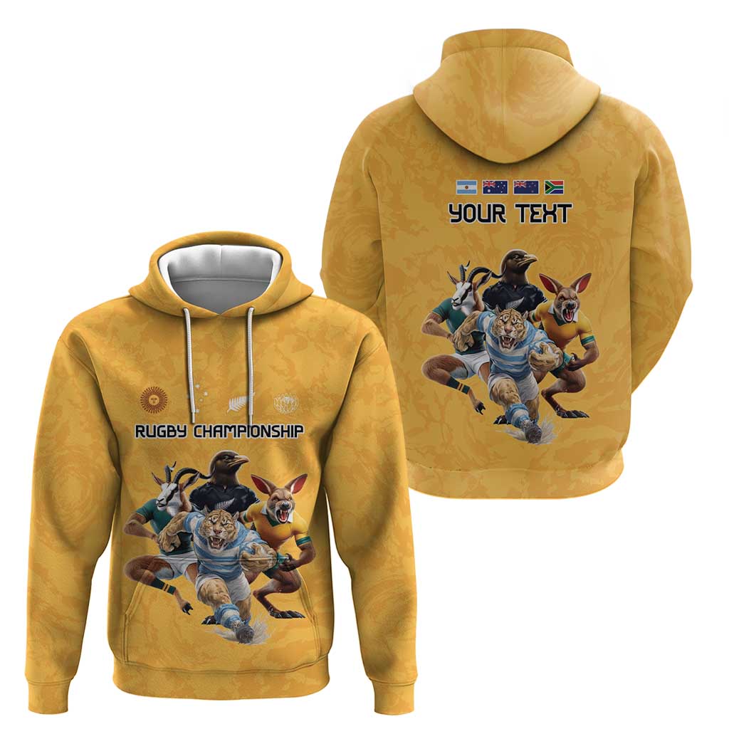 Custom Rugby Southern Hemisphere Zip Hoodie Argentina AUNZ South Africa Mascot Gold LT9 - Polynesian Pride