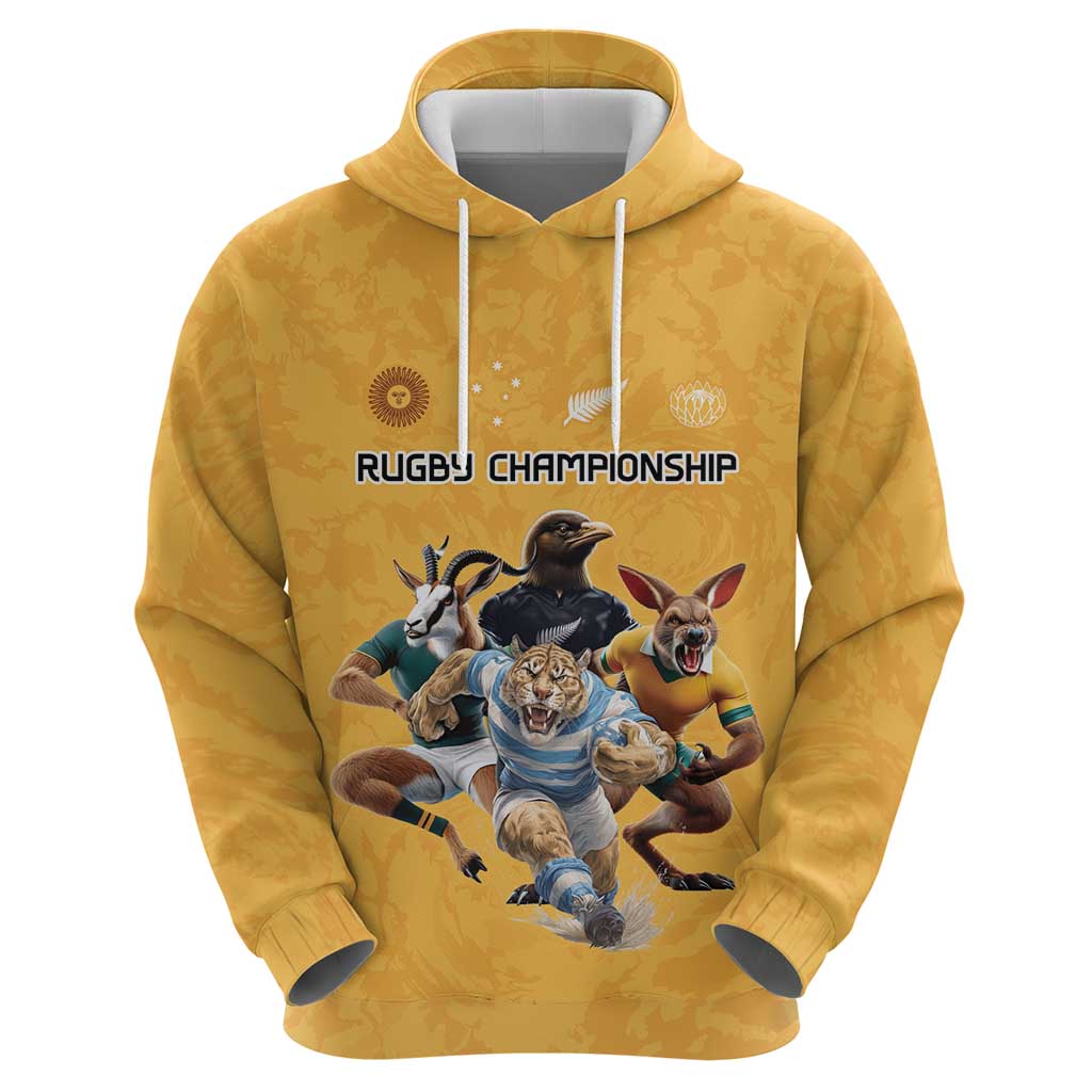 Custom Rugby Southern Hemisphere Zip Hoodie Argentina AUNZ South Africa Mascot Gold LT9 - Polynesian Pride