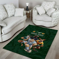 Custom Rugby Southern Hemisphere Area Rug Argentina AUNZ South Africa Mascot Green LT9 - Polynesian Pride