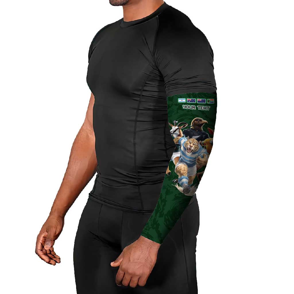 Custom Rugby Southern Hemisphere Arm Sleeves Argentina AUNZ South Africa Mascot Green - Polynesian Pride