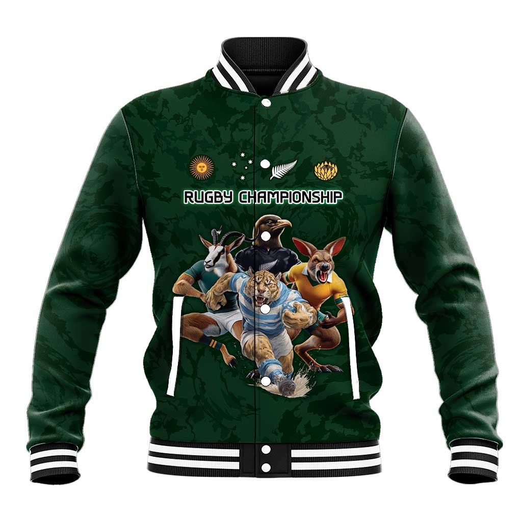 Custom Rugby Southern Hemisphere Baseball Jacket Argentina AUNZ South Africa Mascot Green LT9 Unisex Green - Polynesian Pride