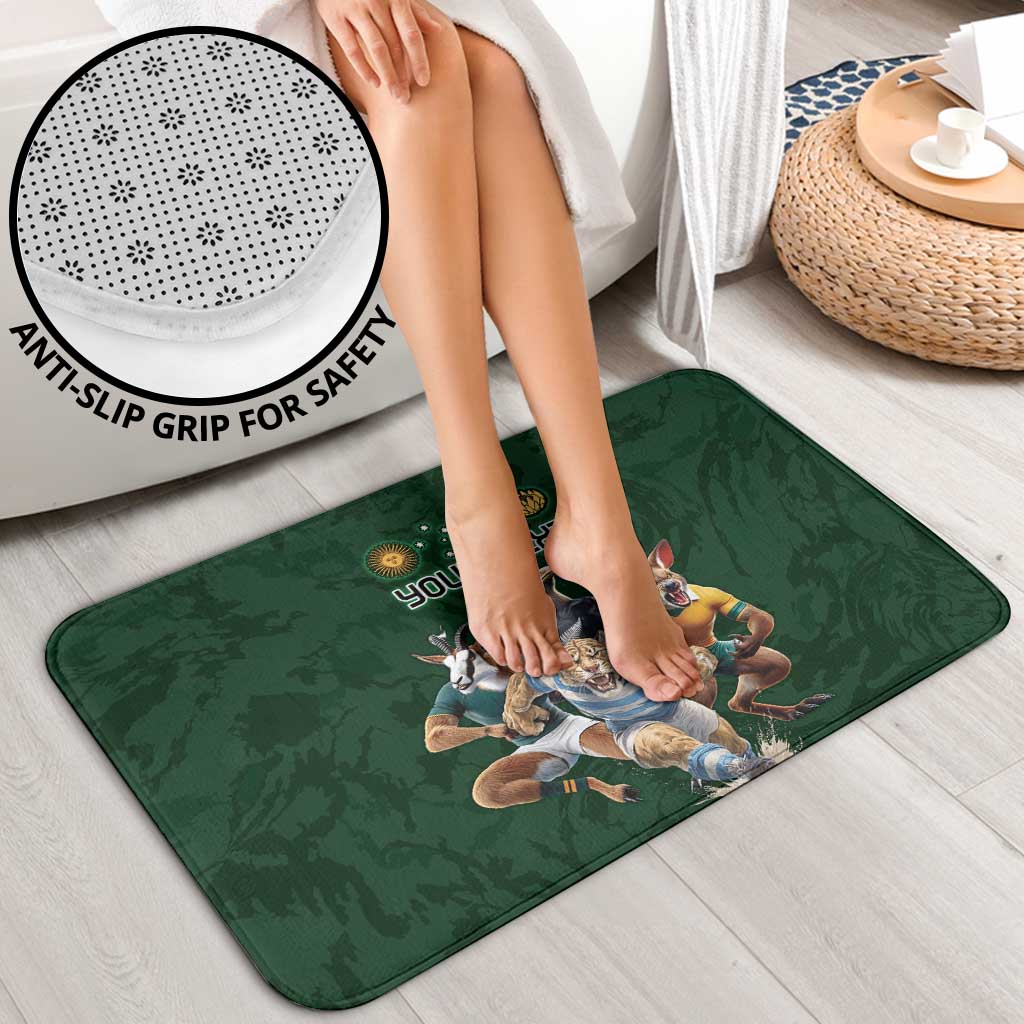 Custom Rugby Southern Hemisphere Bathroom Set Argentina AUNZ South Africa Mascot Green - Polynesian Pride