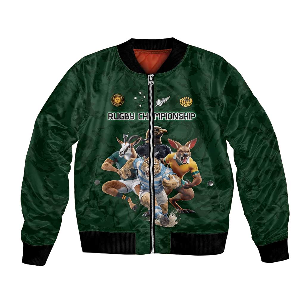 Custom Rugby Southern Hemisphere Bomber Jacket Argentina AUNZ South Africa Mascot Green LT9 Unisex Green - Polynesian Pride