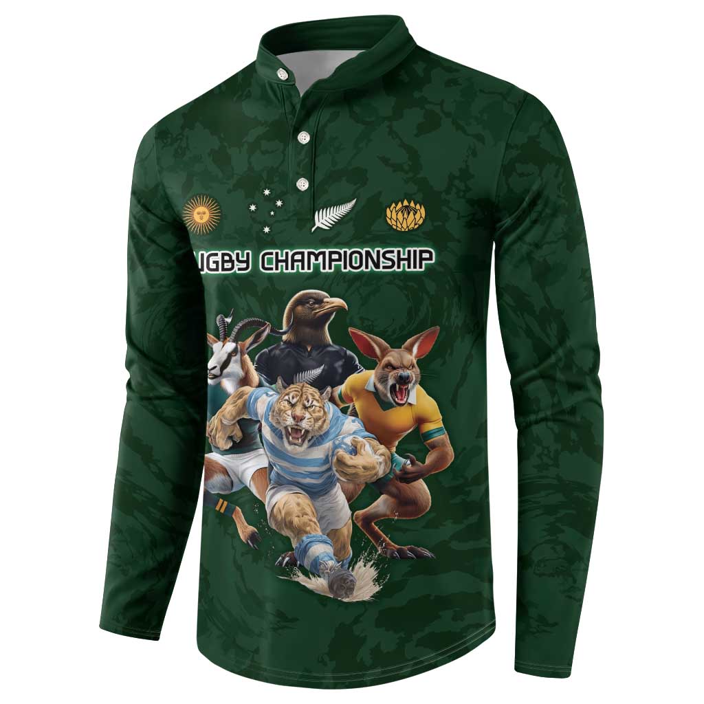 Custom Rugby Southern Hemisphere Button Sweatshirt Argentina AUNZ South Africa Mascot Green - Polynesian Pride