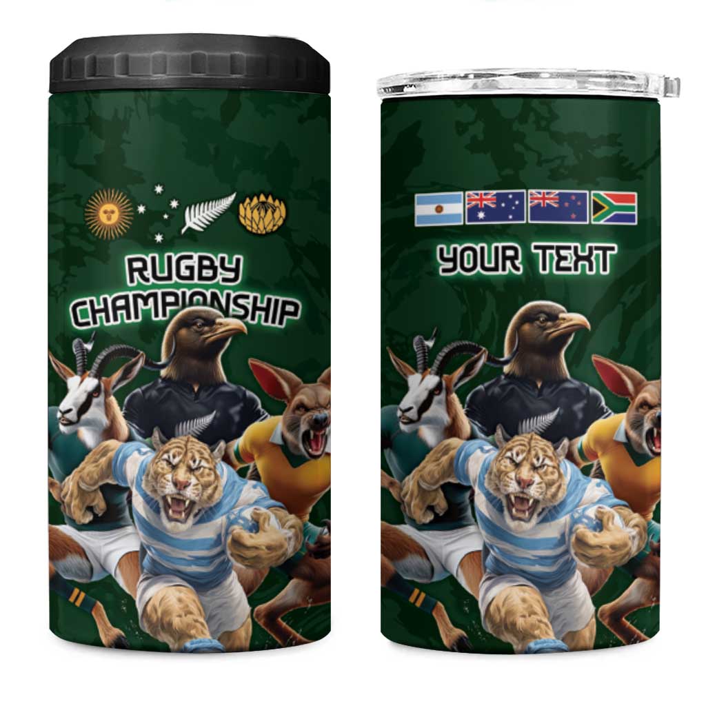Custom Rugby Southern Hemisphere 4 in 1 Can Cooler Tumbler Argentina AUNZ South Africa Mascot Green - Polynesian Pride