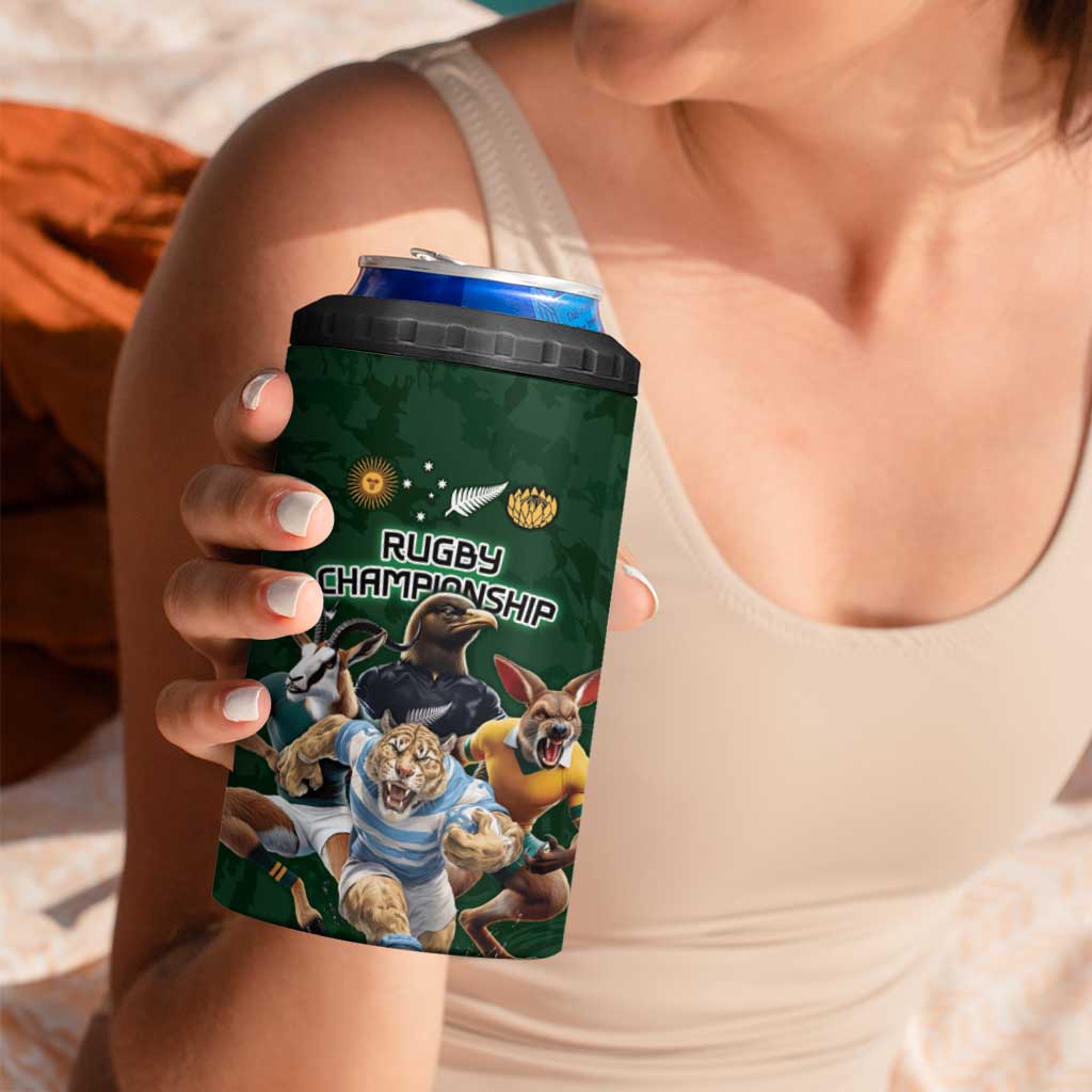 Custom Rugby Southern Hemisphere 4 in 1 Can Cooler Tumbler Argentina AUNZ South Africa Mascot Green - Polynesian Pride