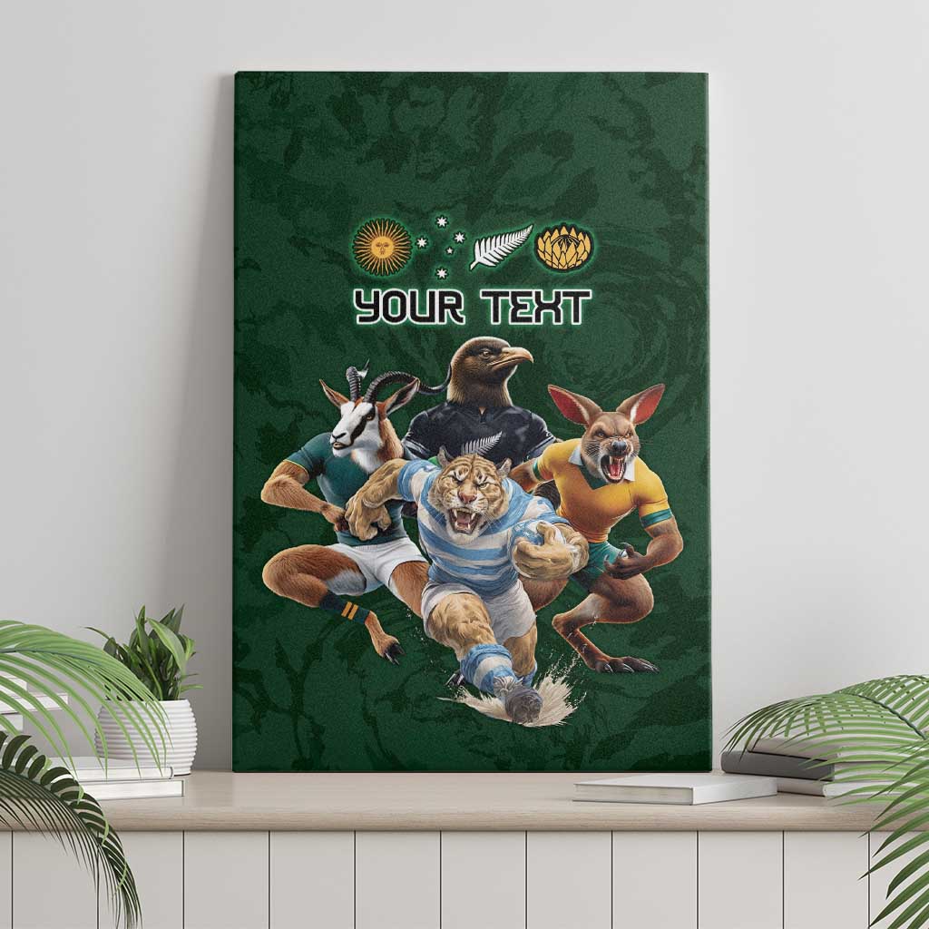 Custom Rugby Southern Hemisphere Canvas Wall Art Argentina AUNZ South Africa Mascot Green - Polynesian Pride
