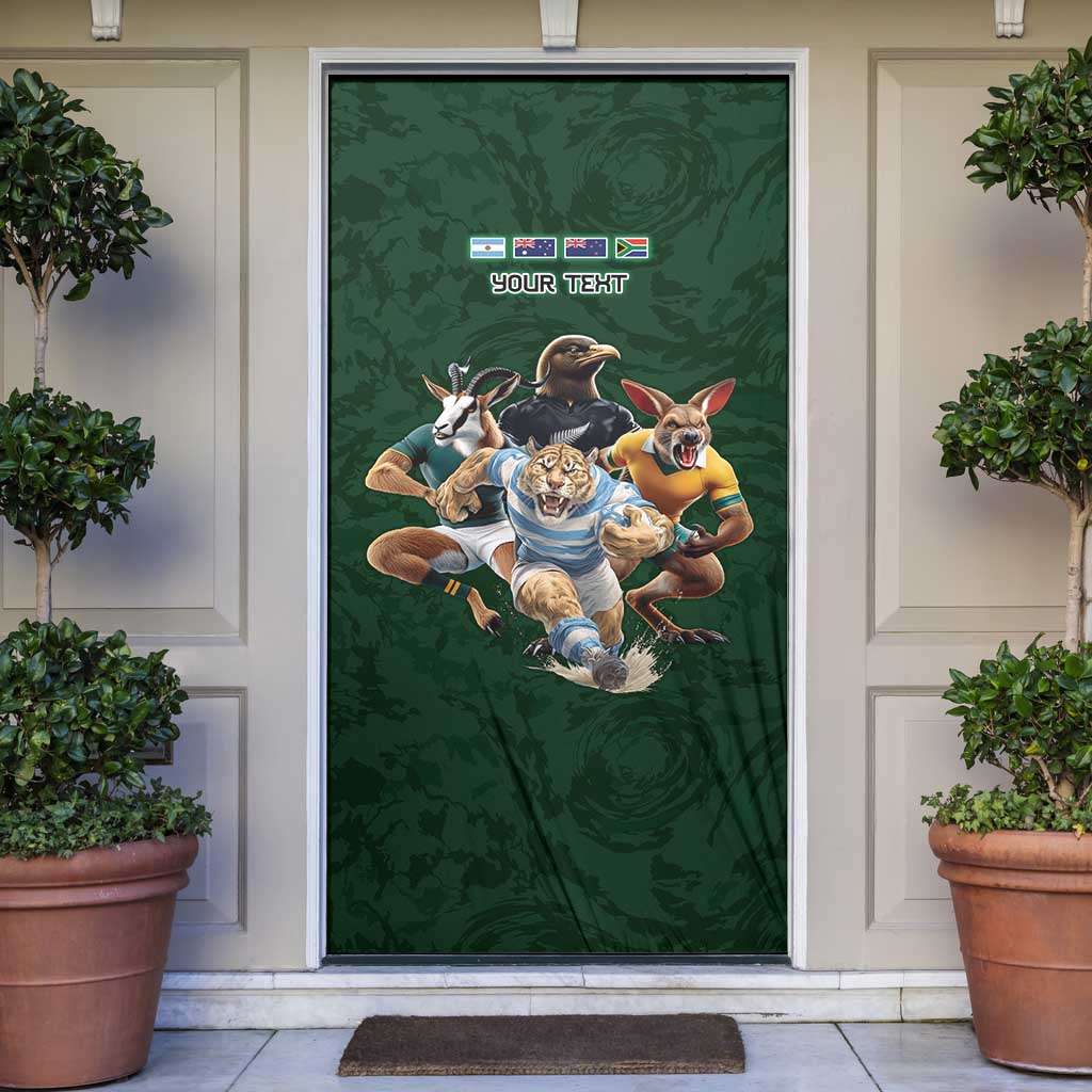 Custom Rugby Southern Hemisphere Door Cover Argentina AUNZ South Africa Mascot Green - Polynesian Pride