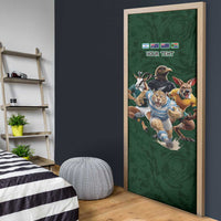 Custom Rugby Southern Hemisphere Door Cover Argentina AUNZ South Africa Mascot Green - Polynesian Pride