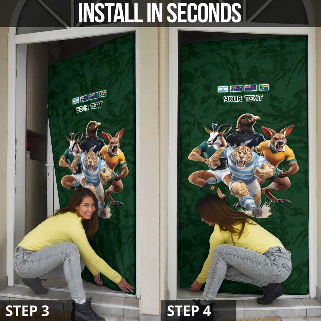 Custom Rugby Southern Hemisphere Door Cover Argentina AUNZ South Africa Mascot Green - Polynesian Pride