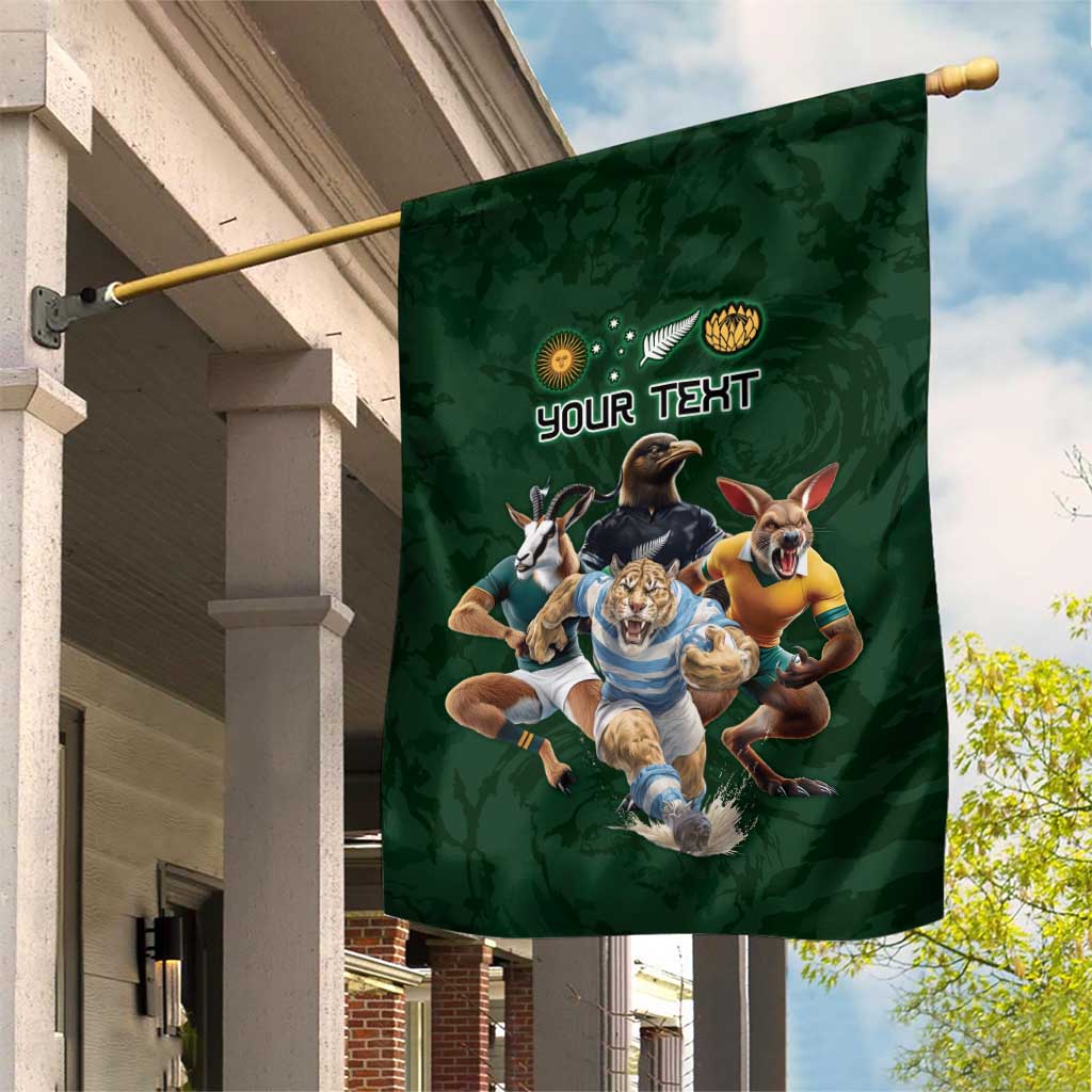Custom Rugby Southern Hemisphere Garden Flag Argentina AUNZ South Africa Mascot Green - Polynesian Pride