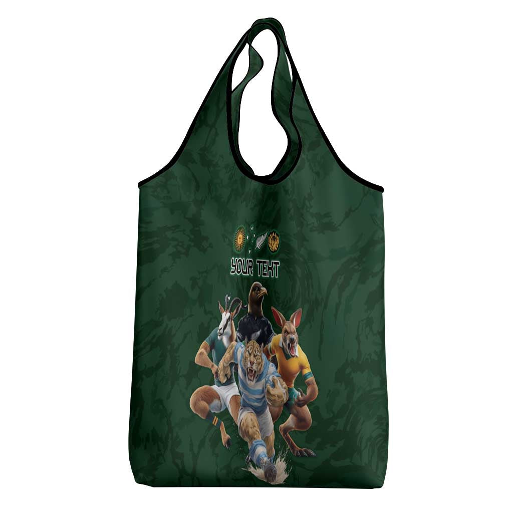 Custom Rugby Southern Hemisphere Grocery Bag Argentina AUNZ South Africa Mascot Green LT9 - Polynesian Pride