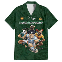 Custom Rugby Southern Hemisphere Hawaiian Shirt Argentina AUNZ South Africa Mascot Green - Polynesian Pride