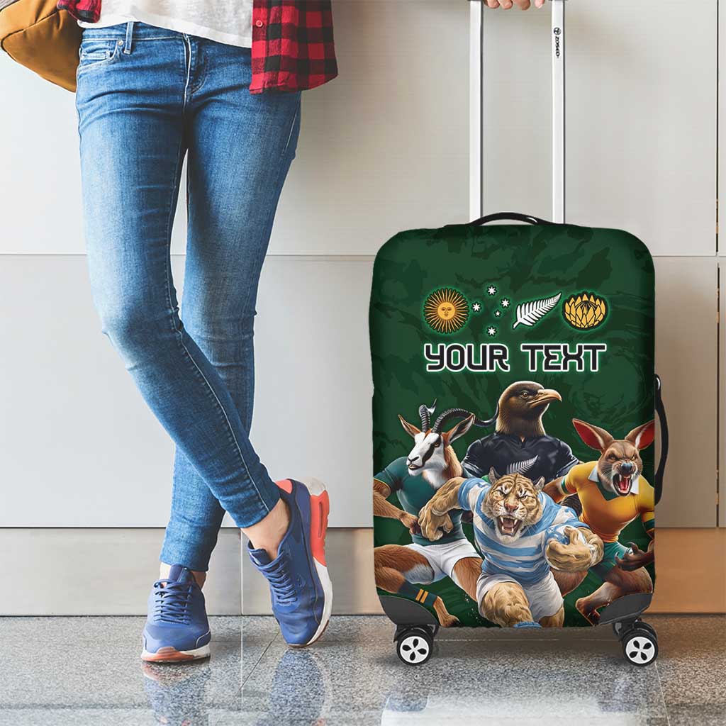 Custom Rugby Southern Hemisphere Luggage Cover Argentina AUNZ South Africa Mascot Green - Polynesian Pride