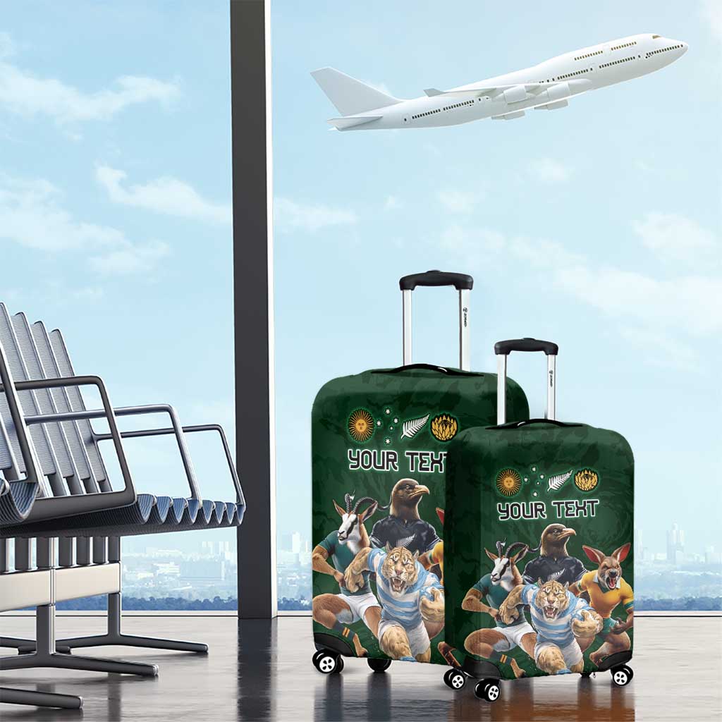 Custom Rugby Southern Hemisphere Luggage Cover Argentina AUNZ South Africa Mascot Green - Polynesian Pride
