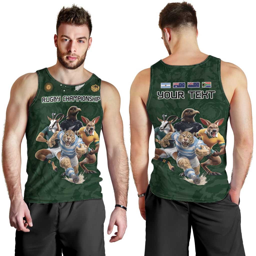 Custom Rugby Southern Hemisphere Men Tank Top Argentina AUNZ South Africa Mascot Green - Polynesian Pride