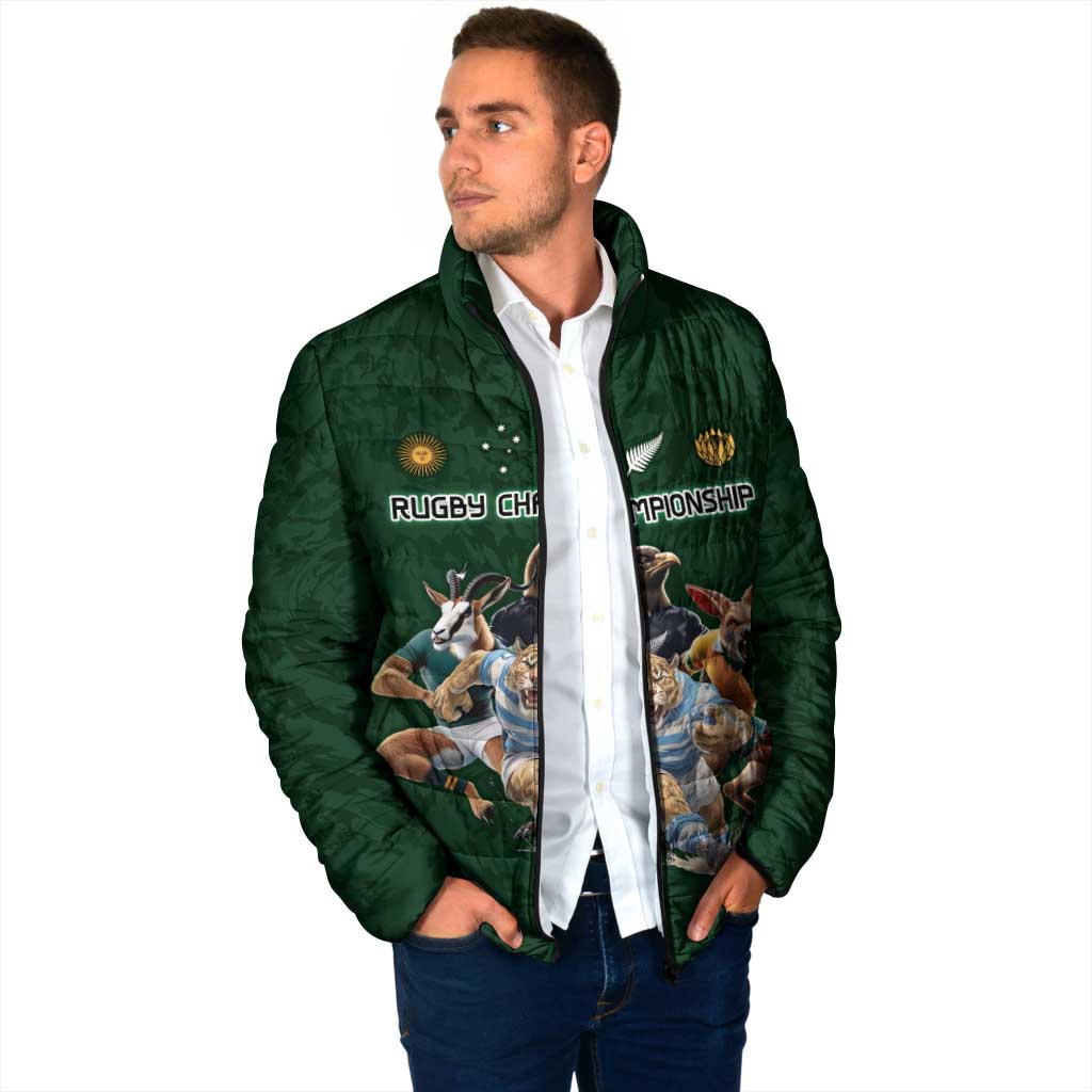 Custom Rugby Southern Hemisphere Padded Jacket Argentina AUNZ South Africa Mascot Green - Polynesian Pride