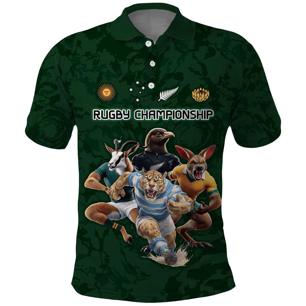 Custom Rugby Southern Hemisphere Polo Shirt Argentina AUNZ South Africa Mascot Green - Polynesian Pride