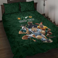 Custom Rugby Southern Hemisphere Quilt Bed Set Argentina AUNZ South Africa Mascot Green - Polynesian Pride