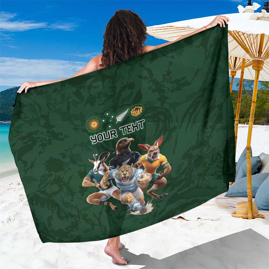 Custom Rugby Southern Hemisphere Sarong Argentina AUNZ South Africa Mascot Green LT9 One Size 44 x 66 inches Green - Polynesian Pride