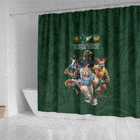 Custom Rugby Southern Hemisphere Shower Curtain Argentina AUNZ South Africa Mascot Green - Polynesian Pride