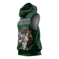 Custom Rugby Southern Hemisphere Sleeveless Hoodie Argentina AUNZ South Africa Mascot Green - Polynesian Pride
