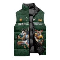 Custom Rugby Southern Hemisphere Sleeveless Puffer Jacket Argentina AUNZ South Africa Mascot Green - Polynesian Pride