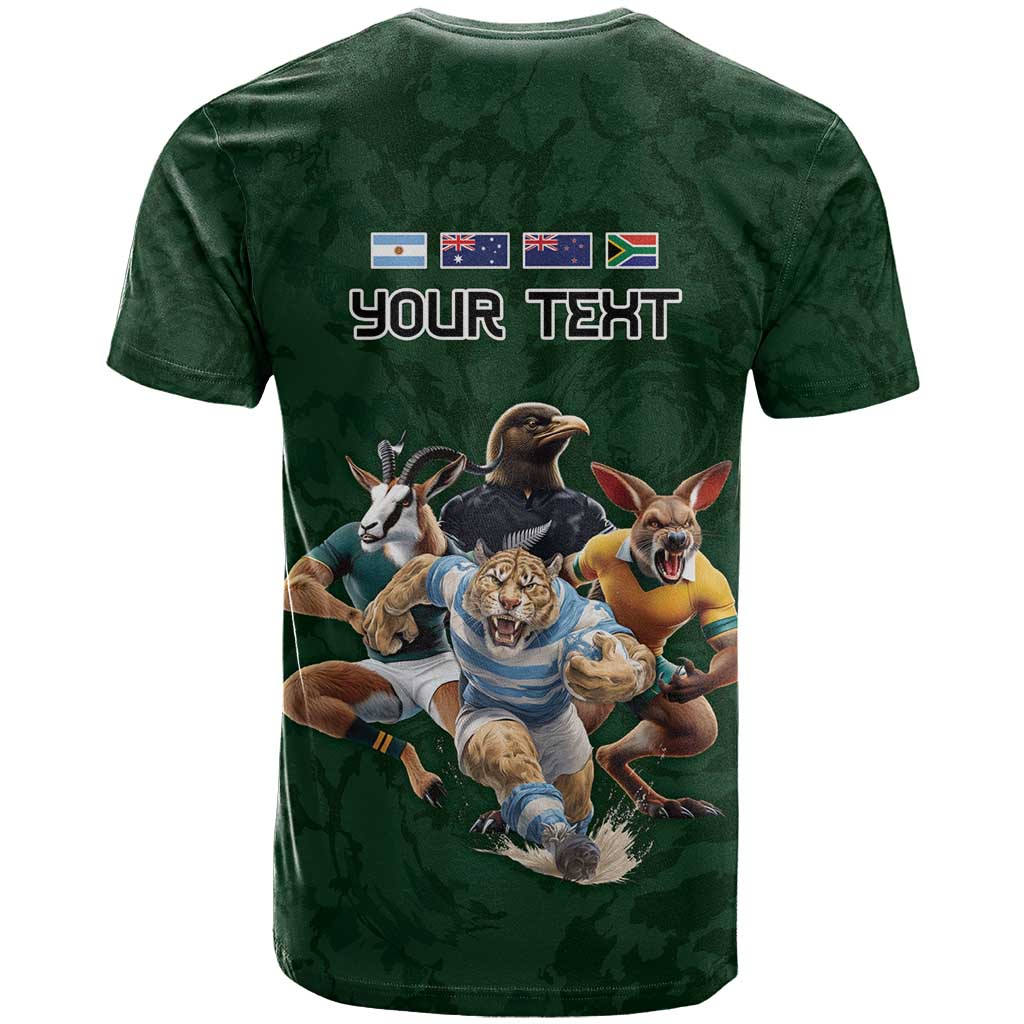 Custom Rugby Southern Hemisphere T Shirt Argentina AUNZ South Africa Mascot Green - Polynesian Pride