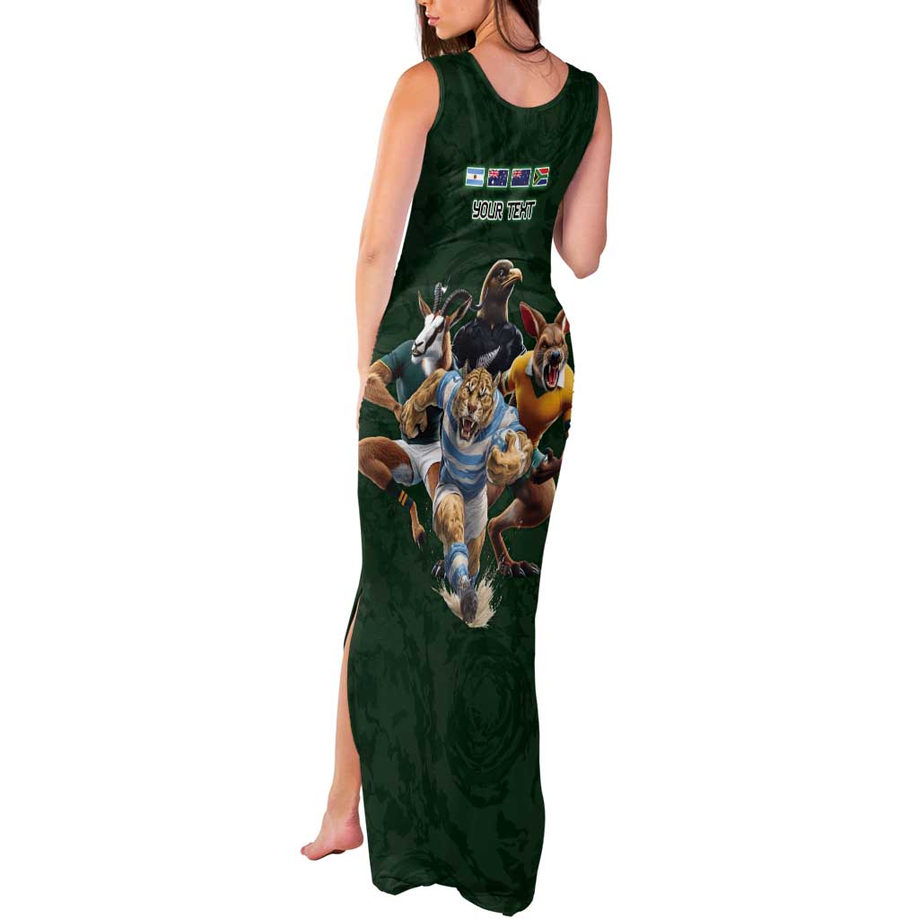 Custom Rugby Southern Hemisphere Tank Maxi Dress Argentina AUNZ South Africa Mascot Green LT9 - Polynesian Pride